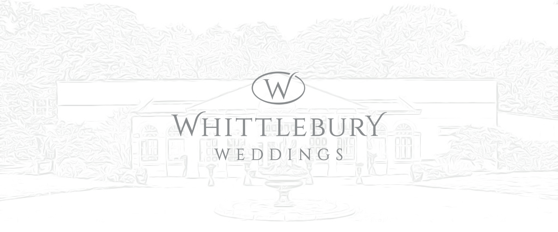 Drawing of Whittlebury Park's Orangery with the Whittlebury Weddings logo over the top in a silver colour